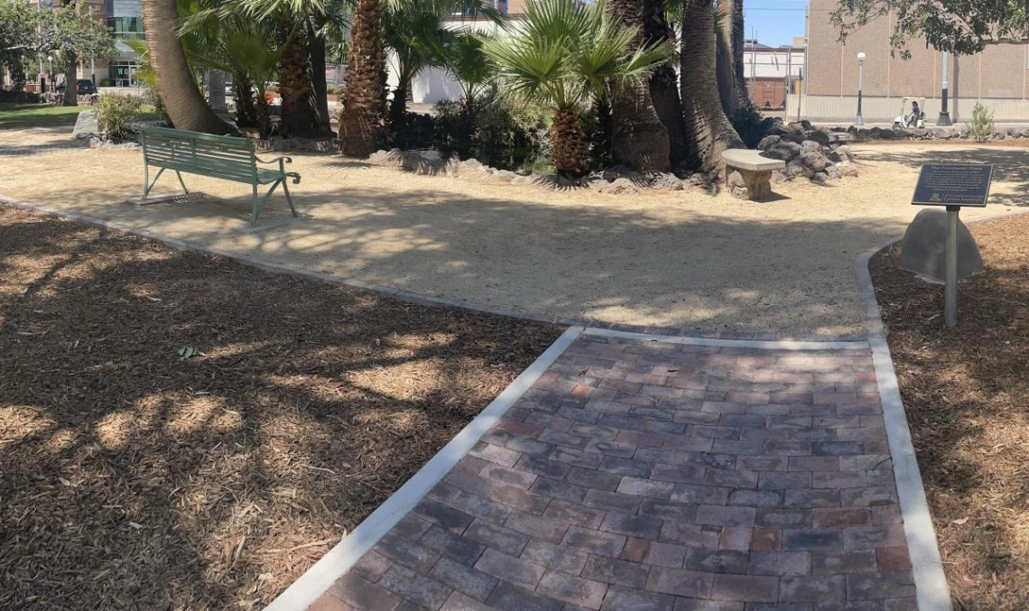 engraved brick path