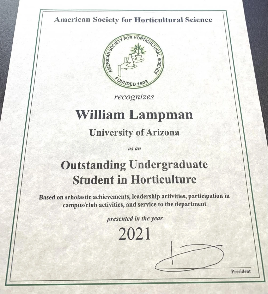 William Lampman ASHS Award