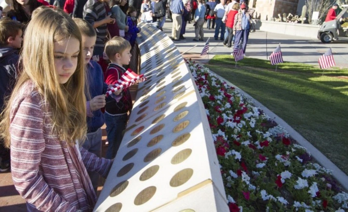 Images of the USS Arizona Memorial on the University of Arizona Mall (ca. 2016).